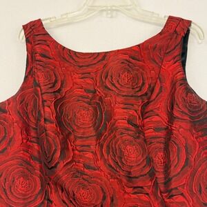LUXE by Carmen Marc Valvo Red Rose Brocade Sleeveless Dress Size 16W